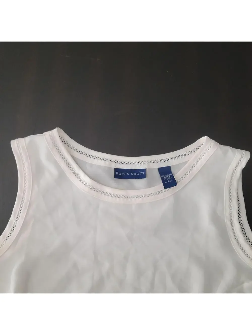 Karen Scott White Sleeveless Blouse Size Large